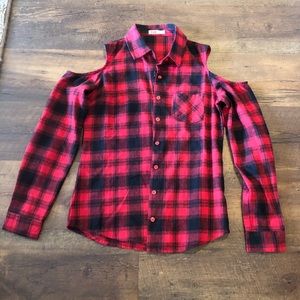 Buffalo check cold shoulder flannel M